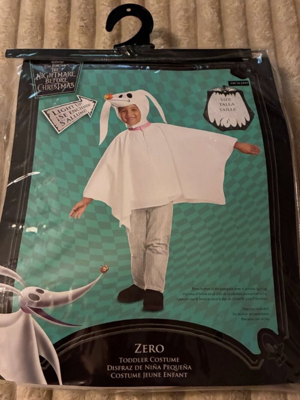 THE NIGHTMARE BEFORE CHRISTMAS ZERO COSTUME-TODDLER SIZE 2T-NWT!